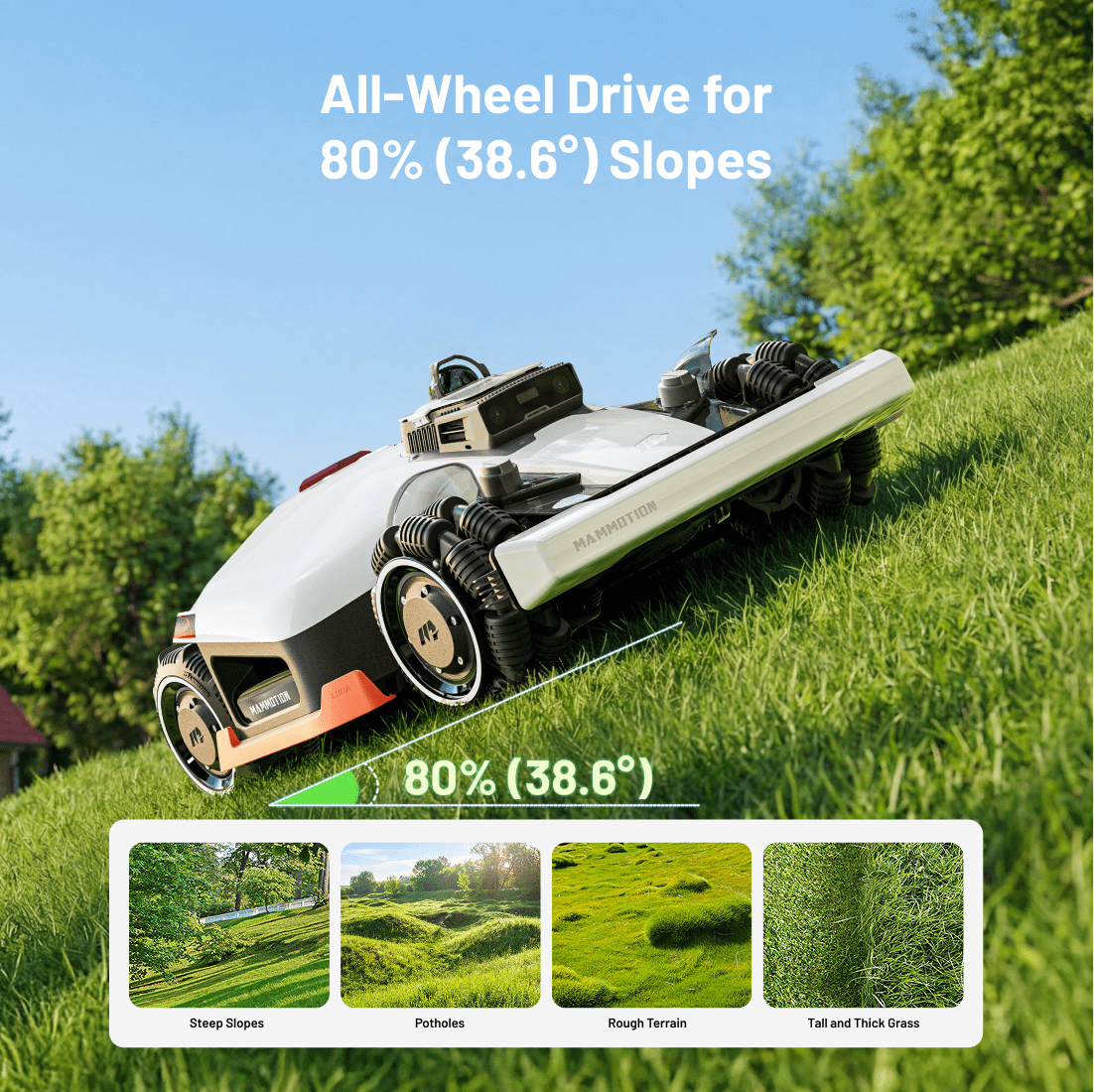 Mammotion LUBA 3 AWD 5000 Robot Lawn Mower， for 1.25 Acres, 360° LiDAR+RTK+AI Vision Tri-Fusion Positioning