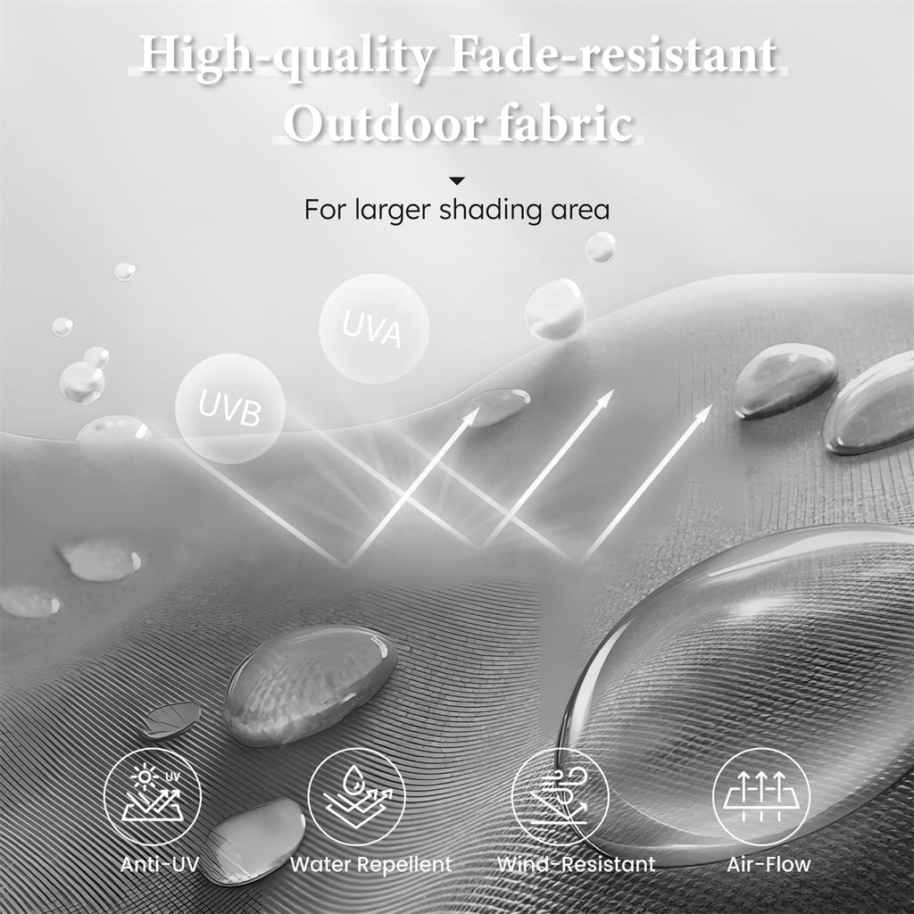 SUMMIT LIVING 15 FT Double-Sided Solar Patio Umbrella with Base Large Outdoor Umbrella with LED Solar Lights - Haze Blue