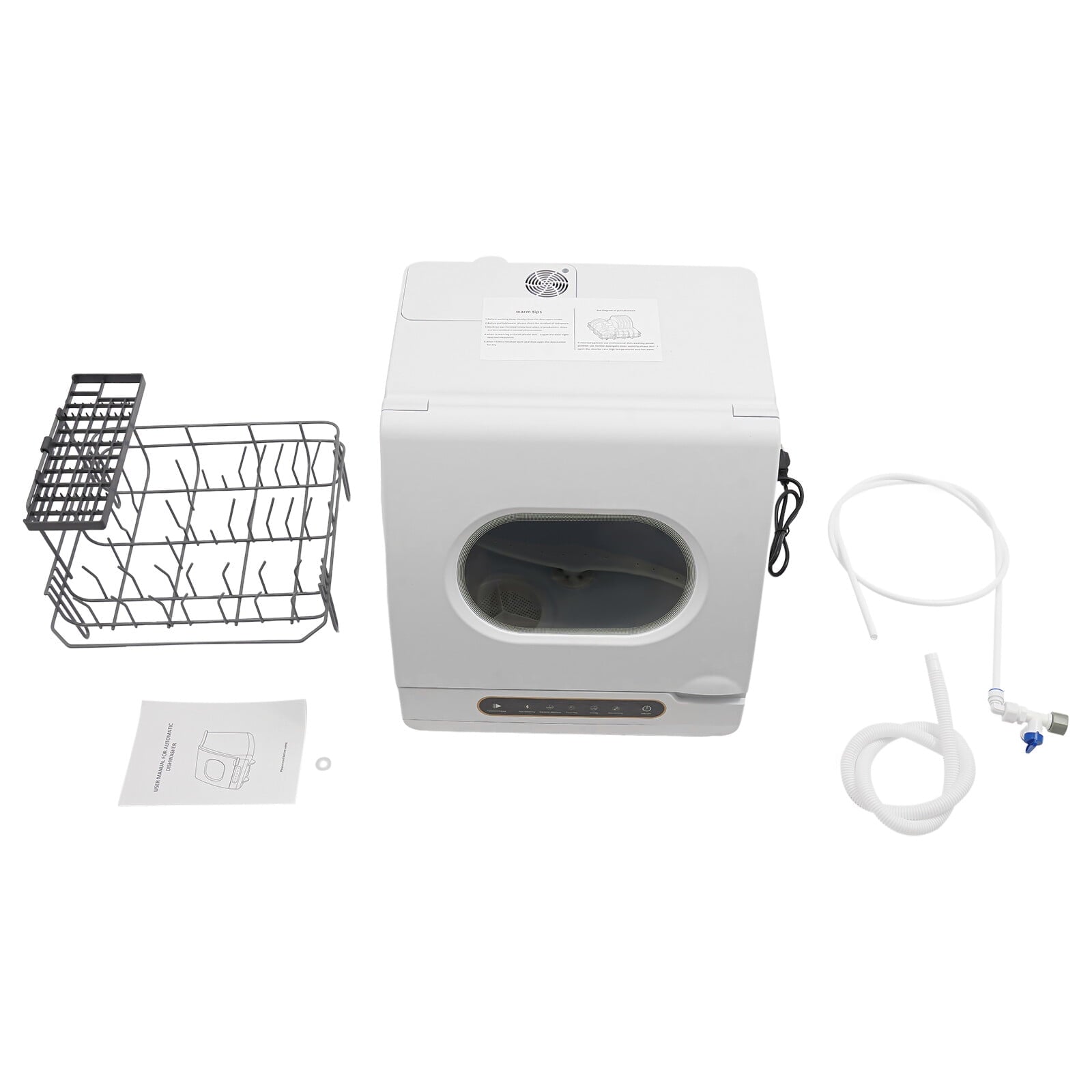 Portable Countertop Dishwasher 5 Washing Programs with Water Tank Leak-Proof Dry 360° Rotation Flushing, Uitable for Homes Kitchen Apartments Dormitories Campers