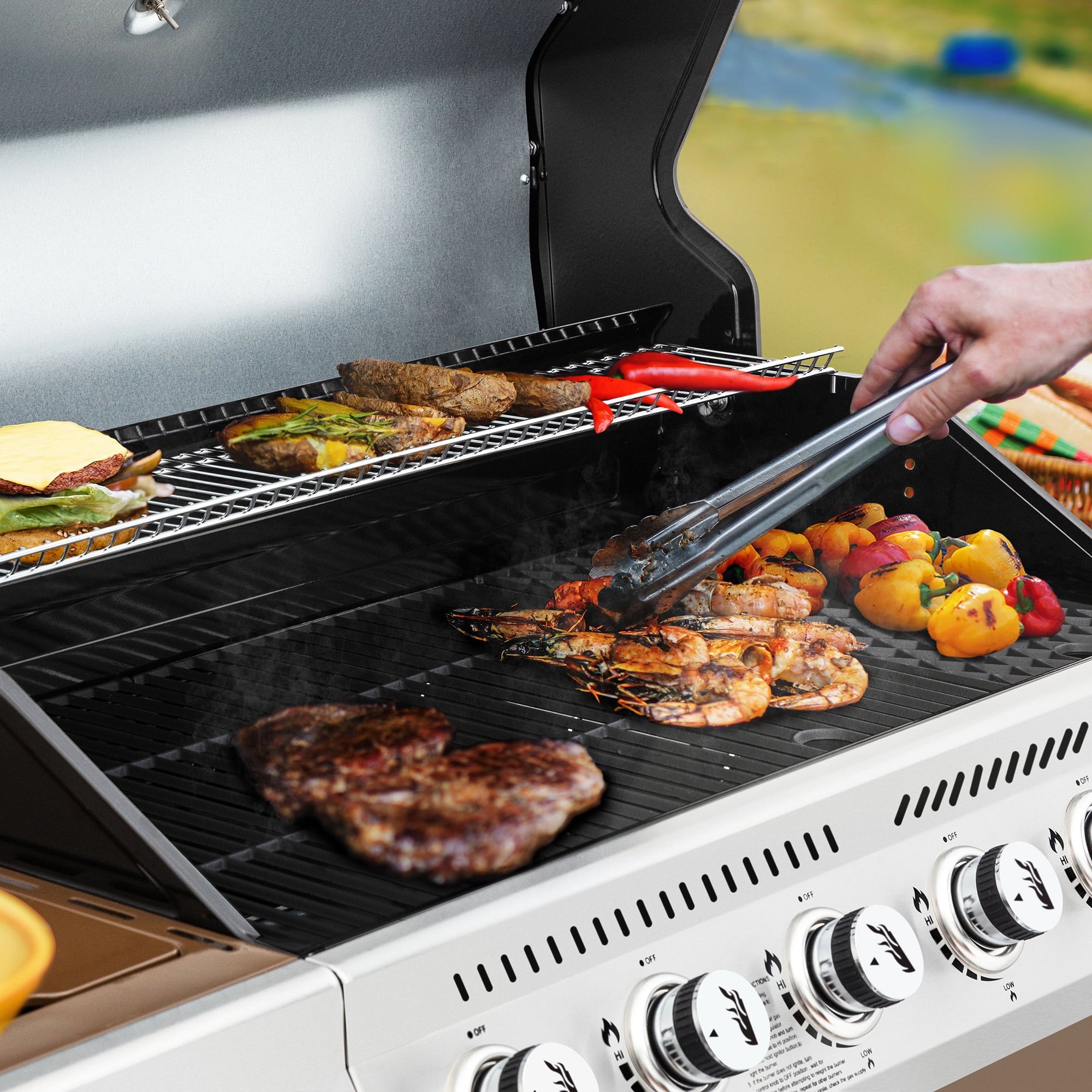 Royal Gourmet 6-Burner GA6402C BBQ Gas Grill with Sear Burner and Side Burner, 74,000 BTU