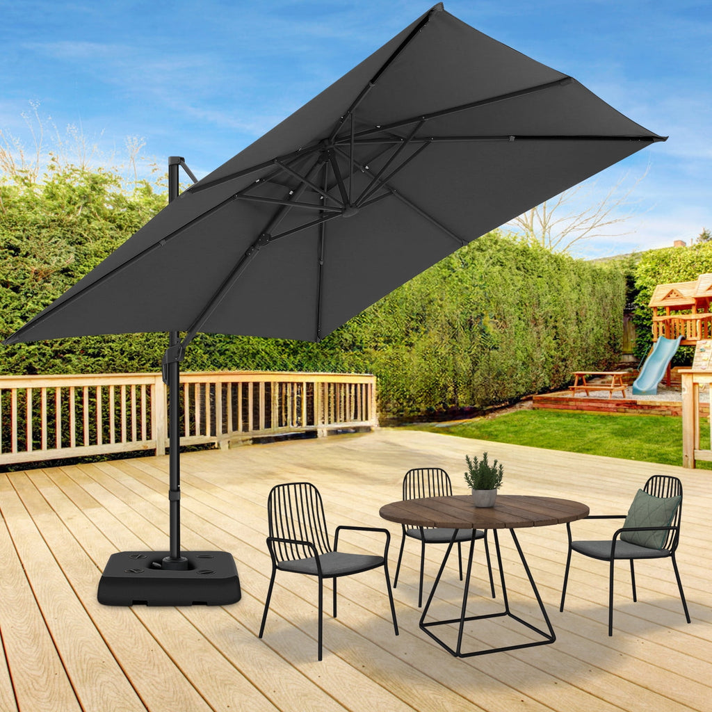 HOTEEL 10ft Patio Umbrella Outdoor Square Large Cantilever Windproof Offset and Heavy Duty Sun Umbrella for Garden Deck Pool，Gray