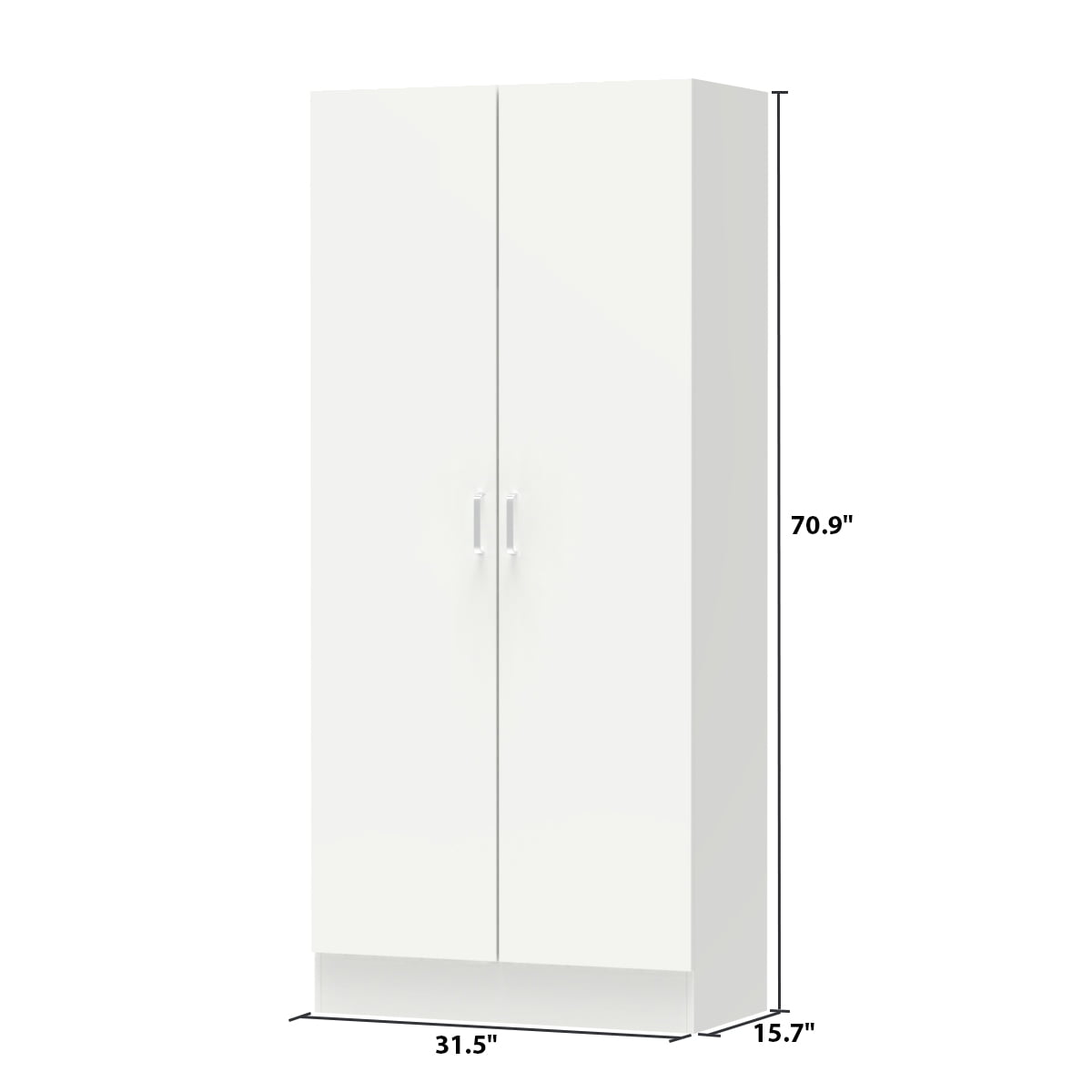 KULAGAGA 2 Doors Bedroom Armoires Wardrobe Closet Storage Organizer Compartments and Hanging Bar, White